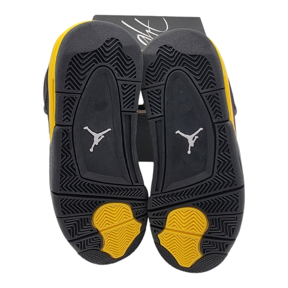 Nike Air Jordan 4 Retro Thunder GS Sz 6Y Yellow Black - Picture 3 of 7